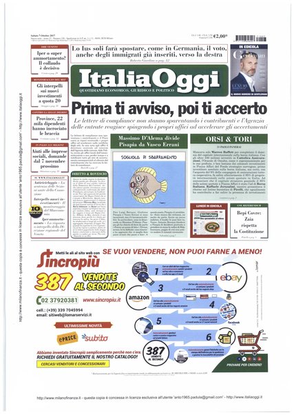 Italia oggi : quotidiano di economia finanza e politica